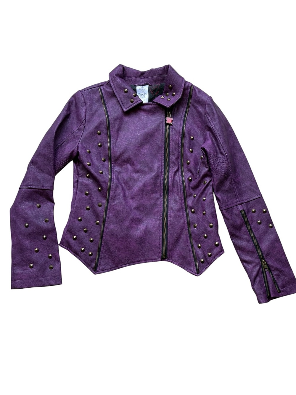 Disney Store Girls Descendants Mal Purple Studded Faux Leather Jacket Size 11/12
